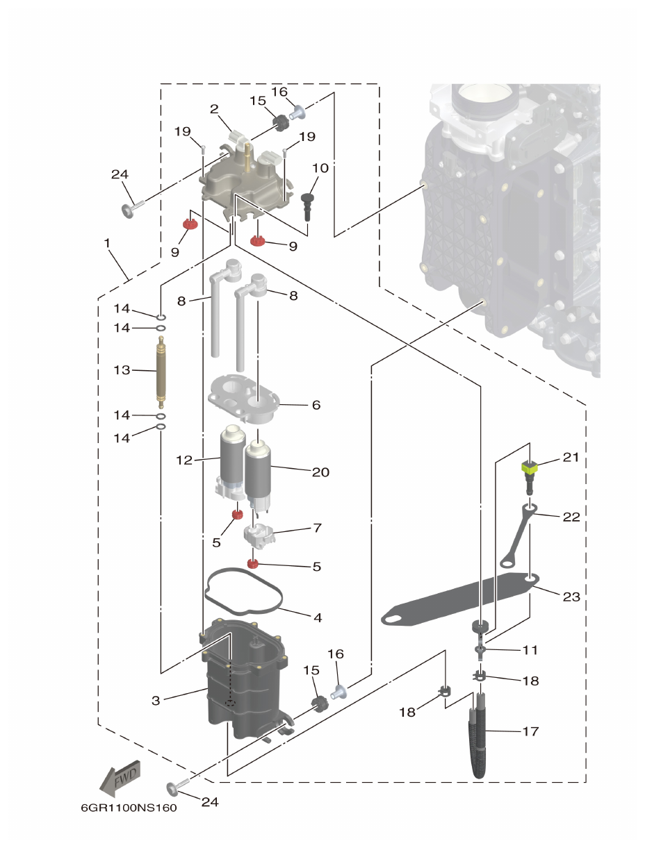Yamaha XF425NSA2, XF425NSA7 VAPOR SEPARATOR parts diagram